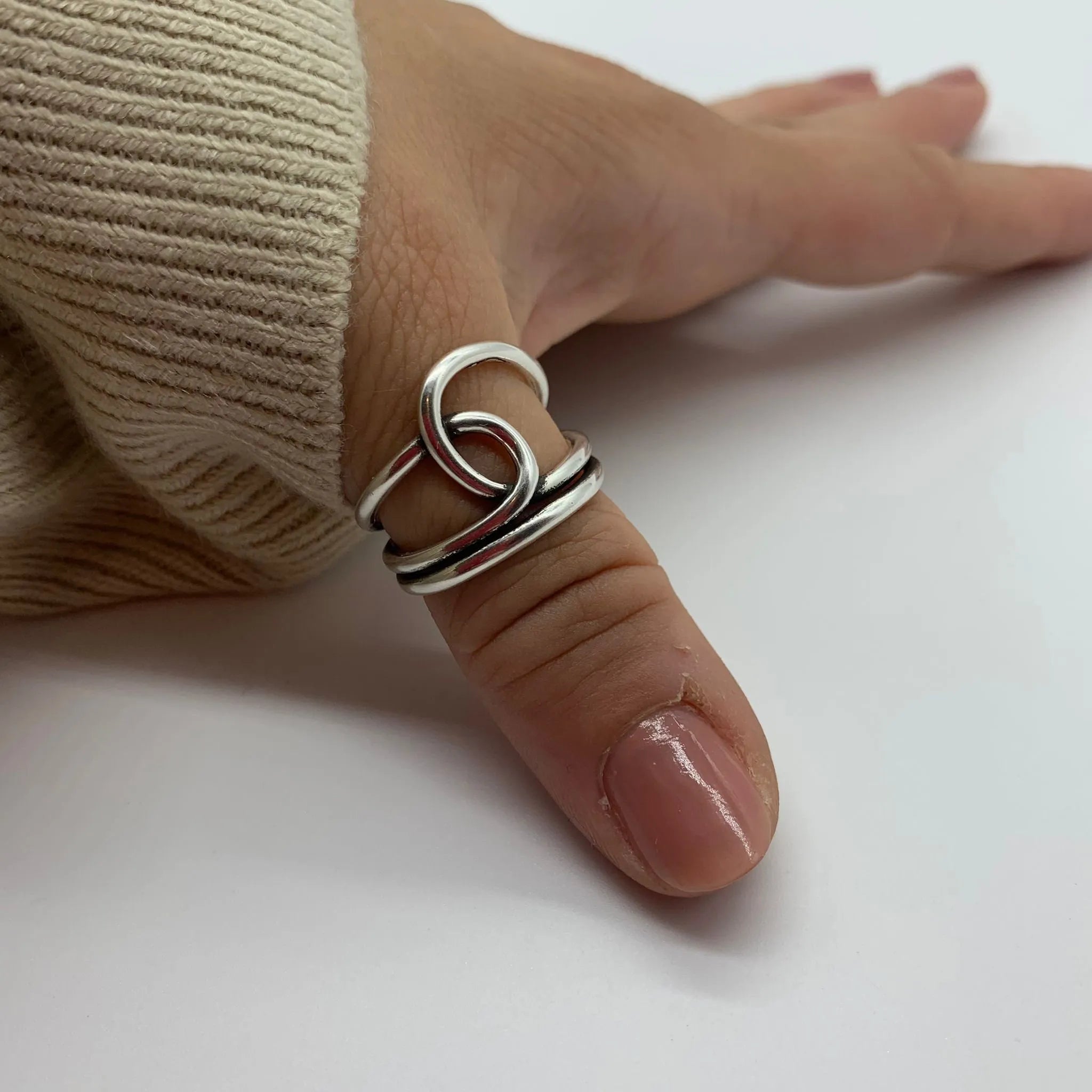 Large Silver Knot Ring