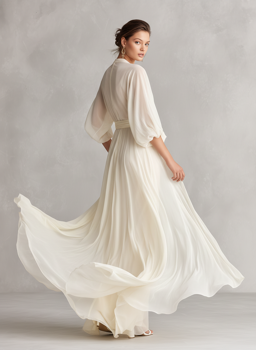 Anna-Berg | Ivory Chiffon Wrap Dress