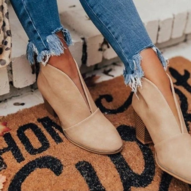 Anna-Berg | Ankle Boots - Almond Toe - Chunky Stacked Heel - Slip-On