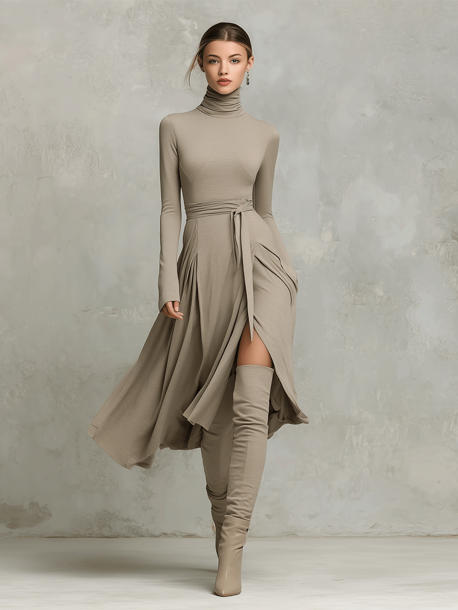 Anna-Berg | Knit Long Sleeve Evening Dress