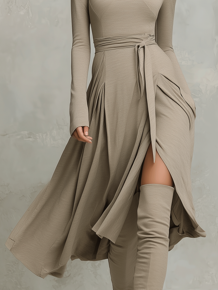 Anna-Berg | Knit Long Sleeve Evening Dress