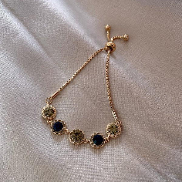 Green Crystal Bracelet in Gold