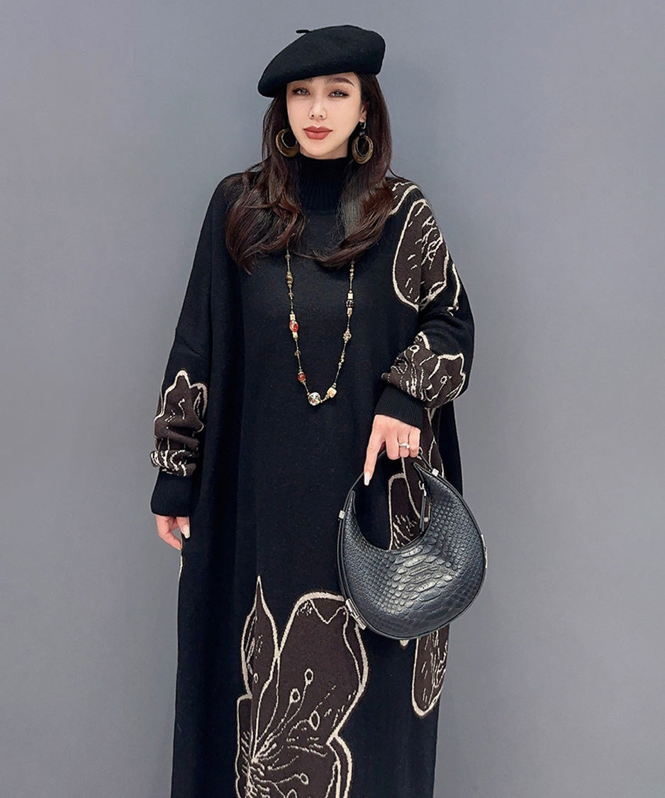 Anna-Berg | Floral Motif Knit Long Dress
