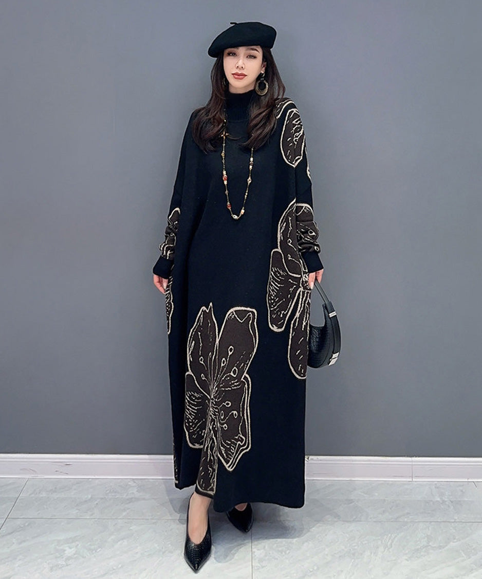 Anna-Berg | Floral Motif Knit Long Dress