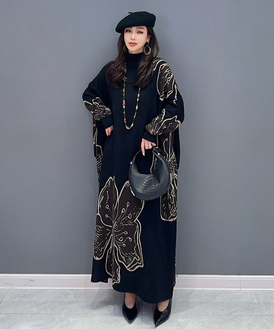 Anna-Berg | Floral Motif Knit Long Dress