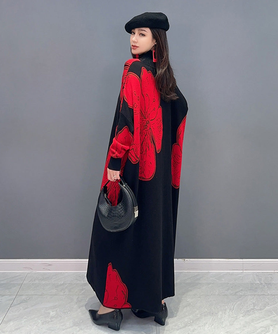 Anna-Berg | Floral Motif Knit Long Dress