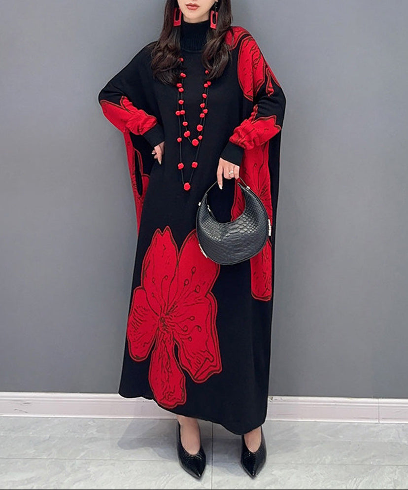 Anna-Berg | Floral Motif Knit Long Dress