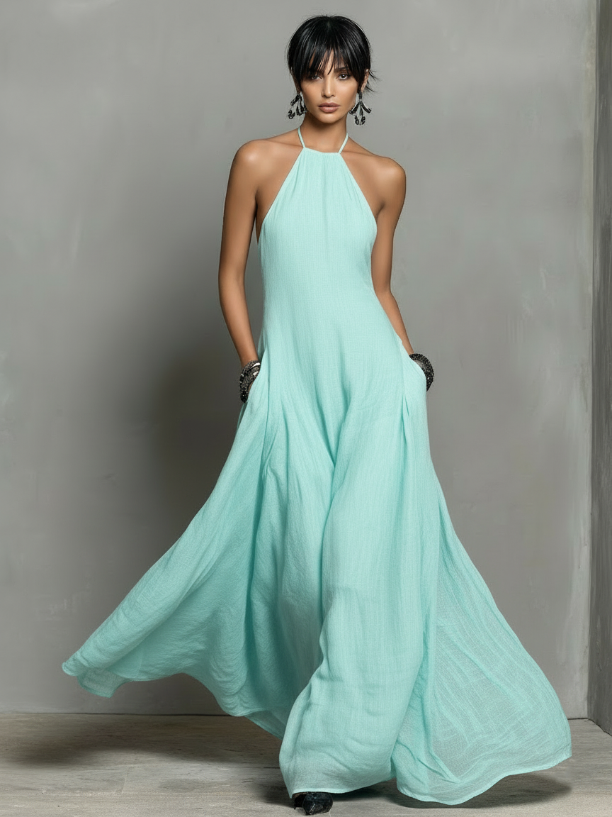 Anna-Berg | Linen Halter Neck Dress