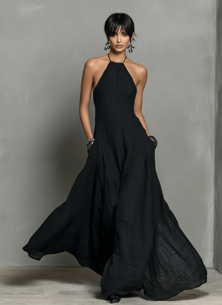 Anna-Berg | Linen Halter Neck Dress