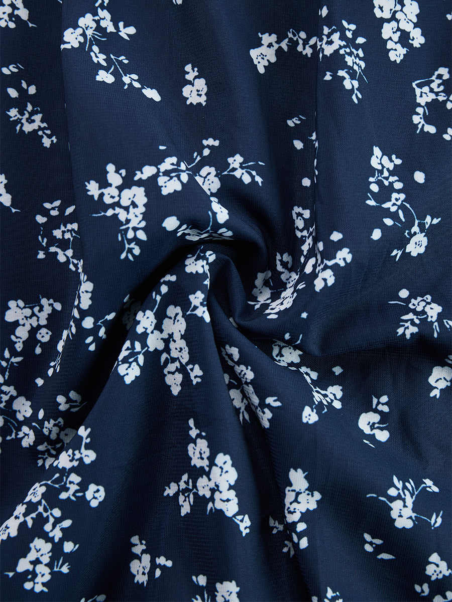 Anna-Berg | Navy Blue Chiffon Floral Dress