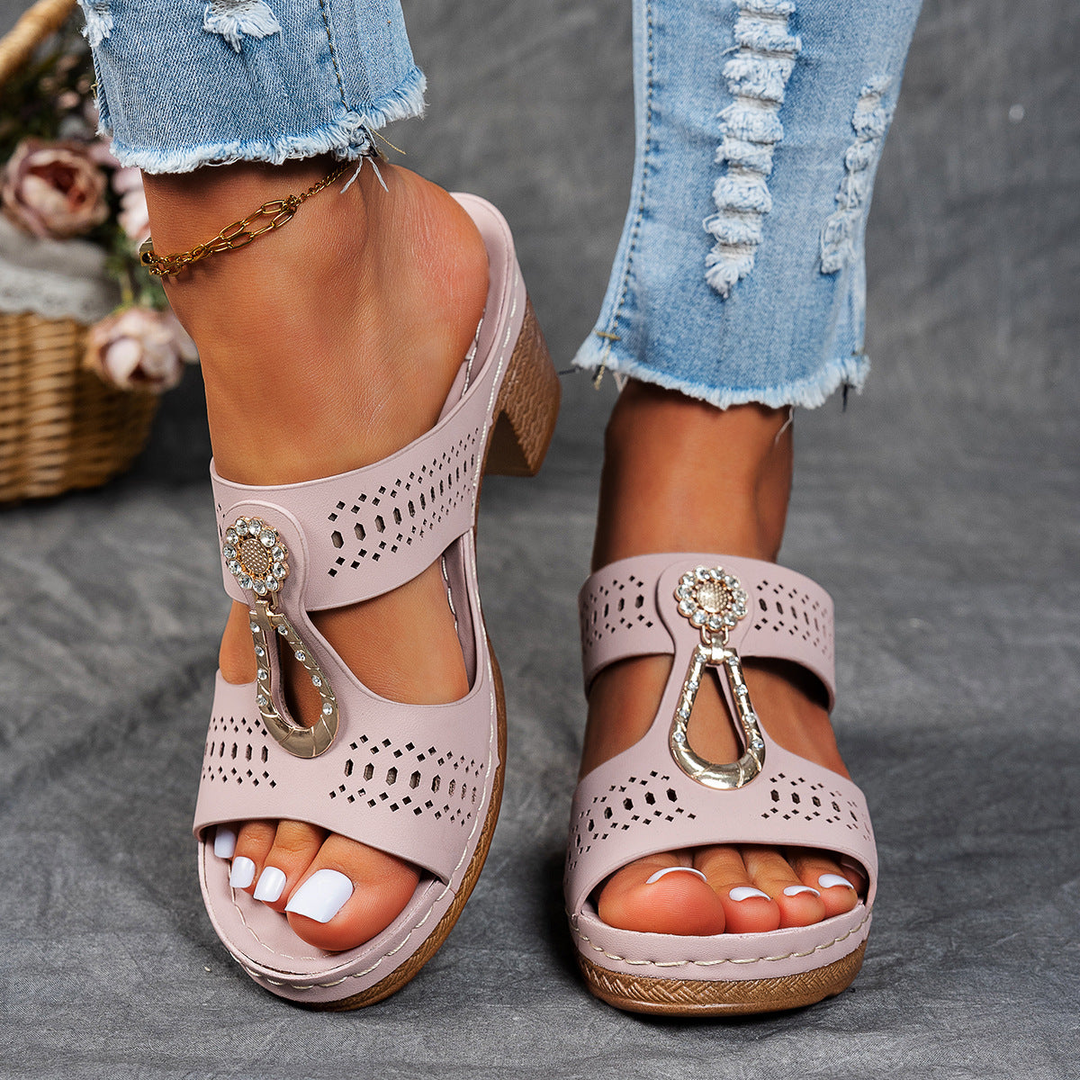 Anna-Berg | Timeless Orthopedic Rhinestone Flat Sandals