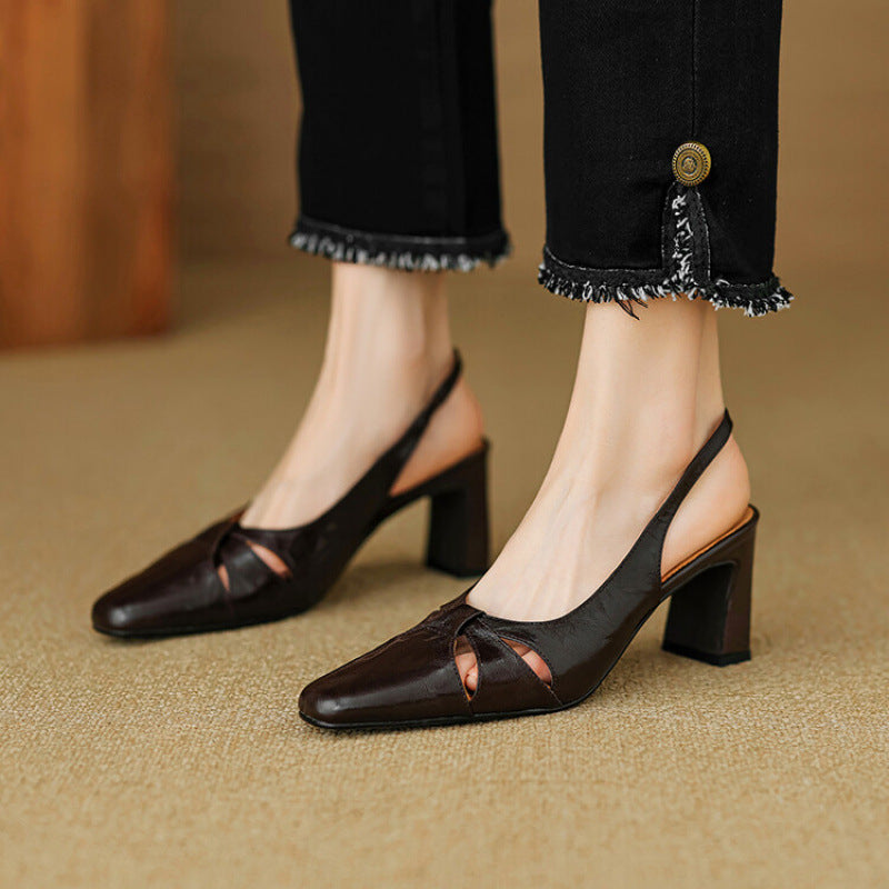 Anna-Berg | Genuine Leather Slingback Heels