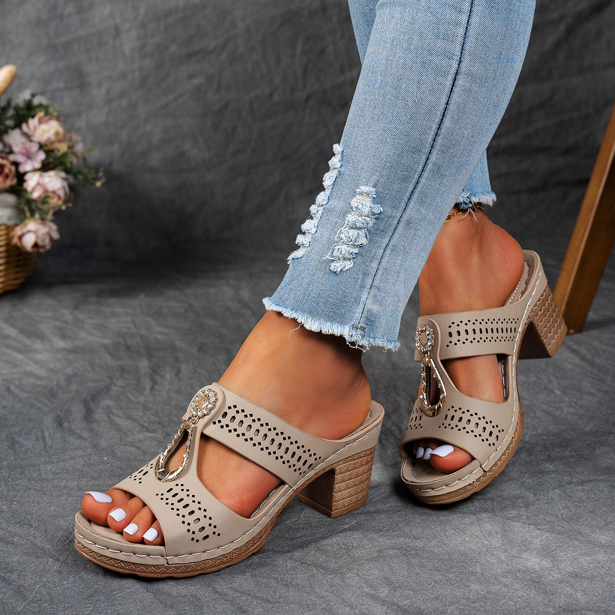 Anna-Berg | Timeless Orthopedic Rhinestone Flat Sandals