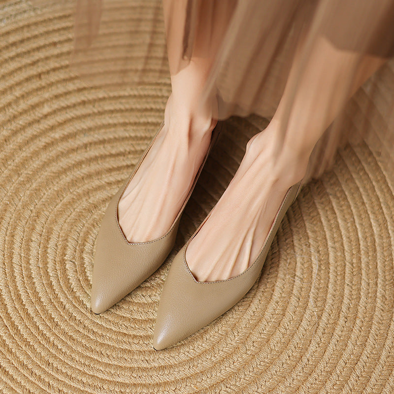 Anna-Berg | Black Pointed Toe Leather Heels