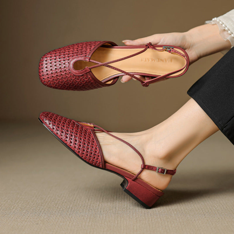 Anna-Berg | Genuine Leather Slingback Heels