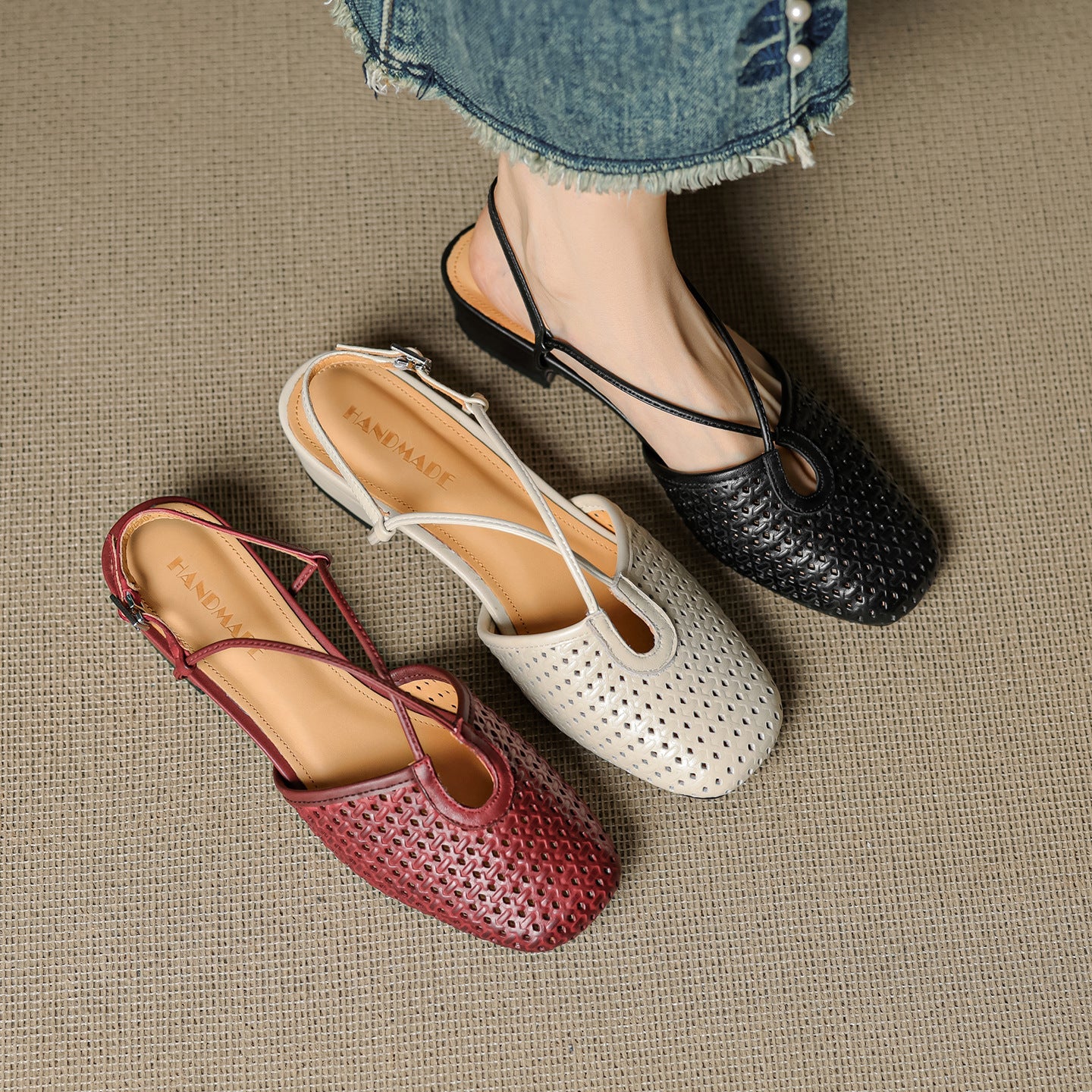 Anna-Berg | Genuine Leather Slingback Heels