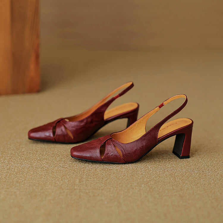 Anna-Berg | Genuine Leather Slingback Heels