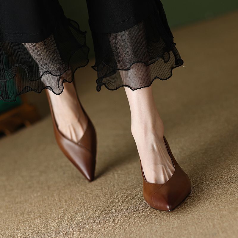 Anna-Berg | Elegant Pointed Toe Leather Heels