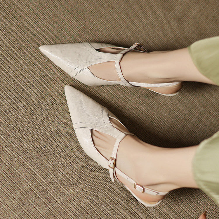Anna-Berg | Black Pointed Toe Leather Heels