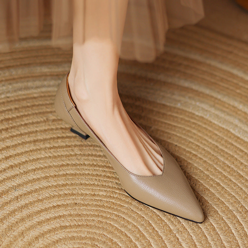 Anna-Berg | Black Pointed Toe Leather Heels