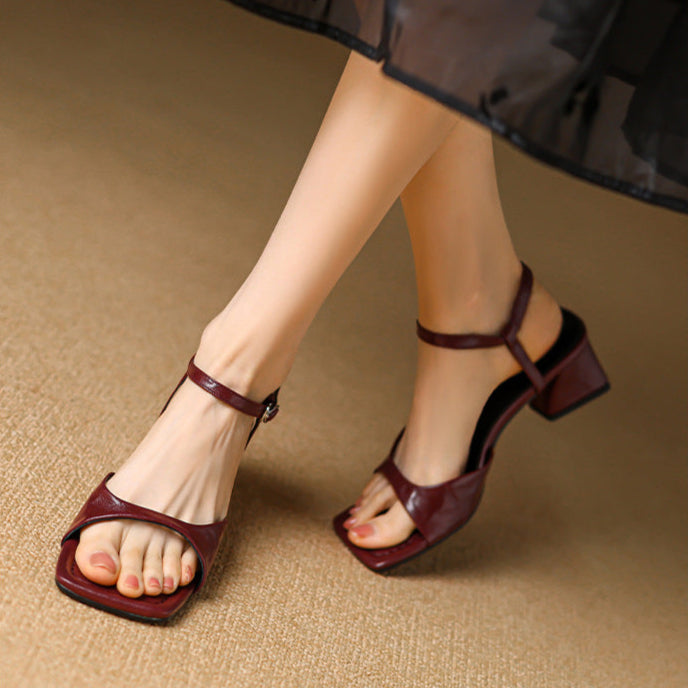 Anna-Berg | Red Genuine Leather Sandals