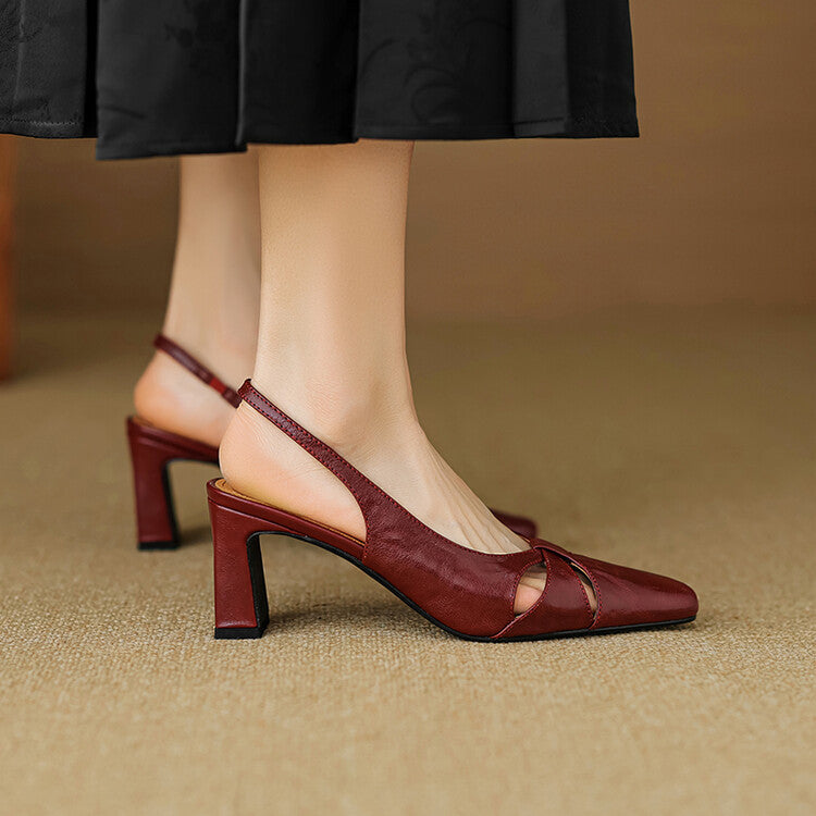 Anna-Berg | Genuine Leather Slingback Heels