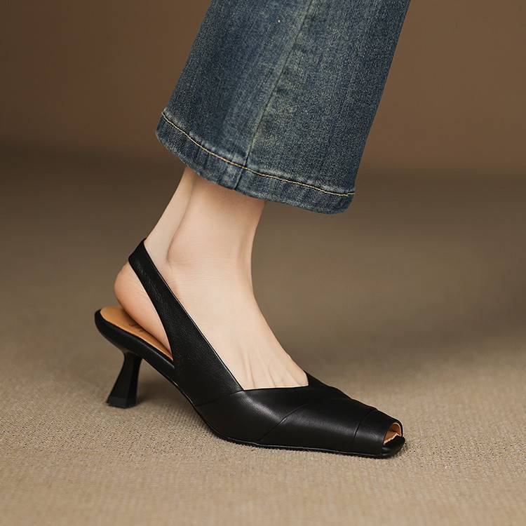 Anna-Berg | Genuine Leather Slingback Heels