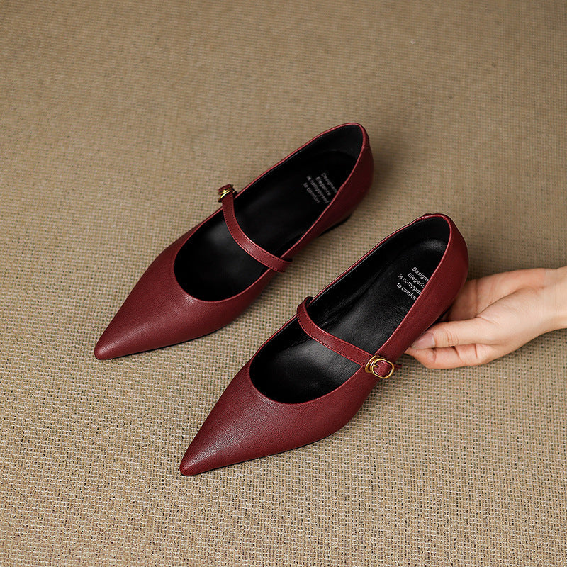 Anna-Berg | Black Pointed Toe Leather Heels