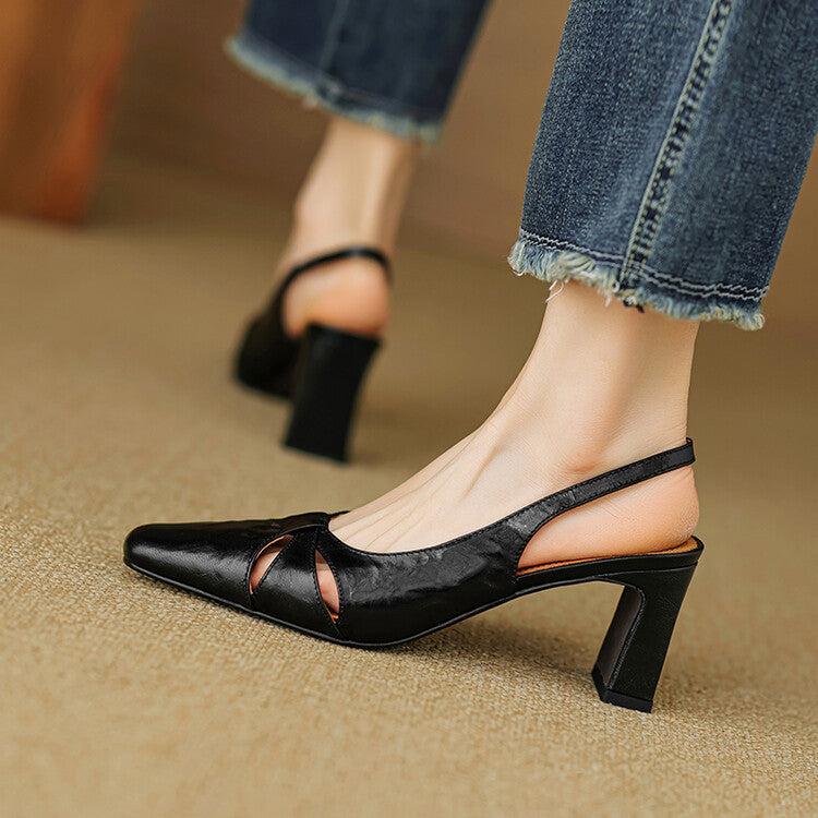 Anna-Berg | Genuine Leather Slingback Heels