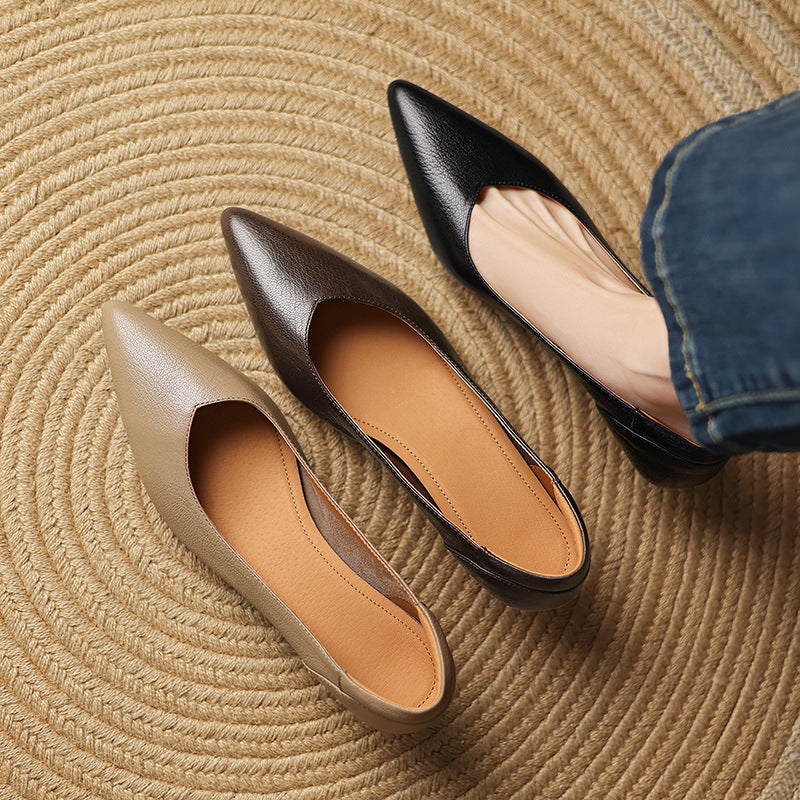 Anna-Berg | Black Pointed Toe Leather Heels