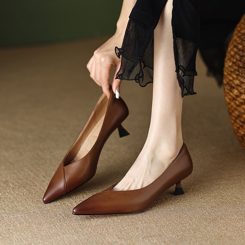 Anna-Berg | Elegant Pointed Toe Leather Heels