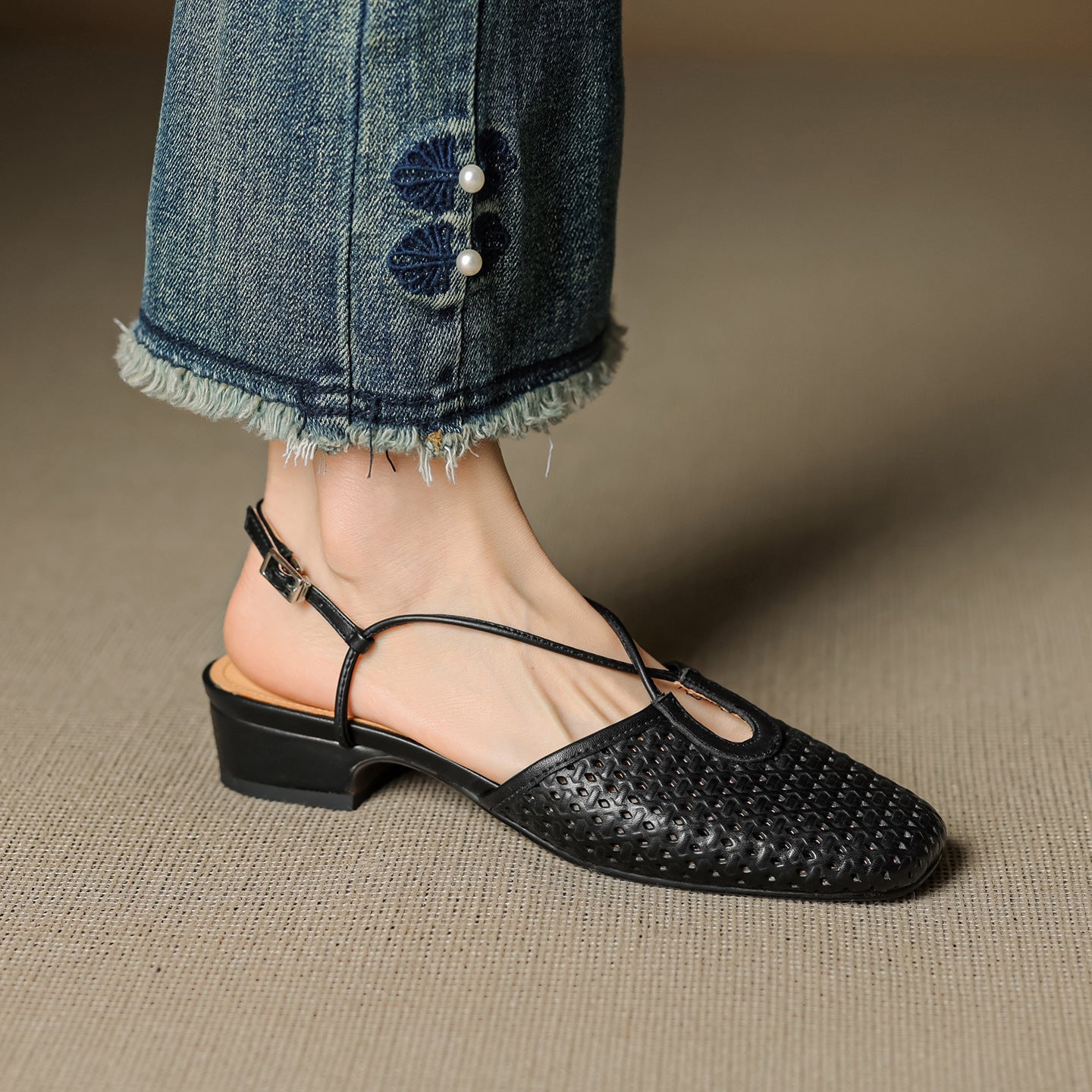 Anna-Berg | Genuine Leather Slingback Heels