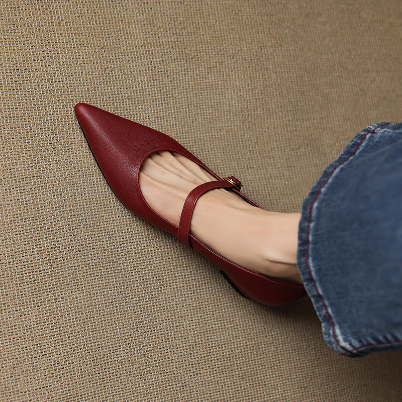 Anna-Berg | Black Pointed Toe Leather Heels