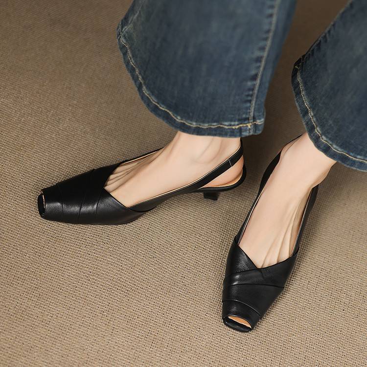 Anna-Berg | Genuine Leather Slingback Heels
