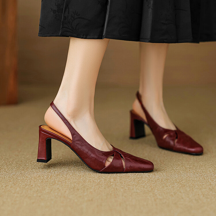 Anna-Berg | Genuine Leather Slingback Heels