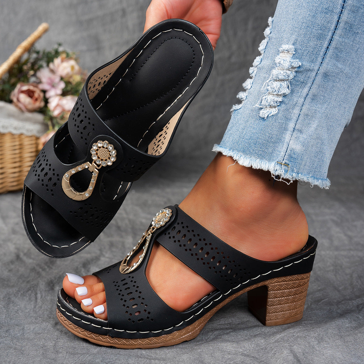 Anna-Berg | Timeless Orthopedic Rhinestone Flat Sandals