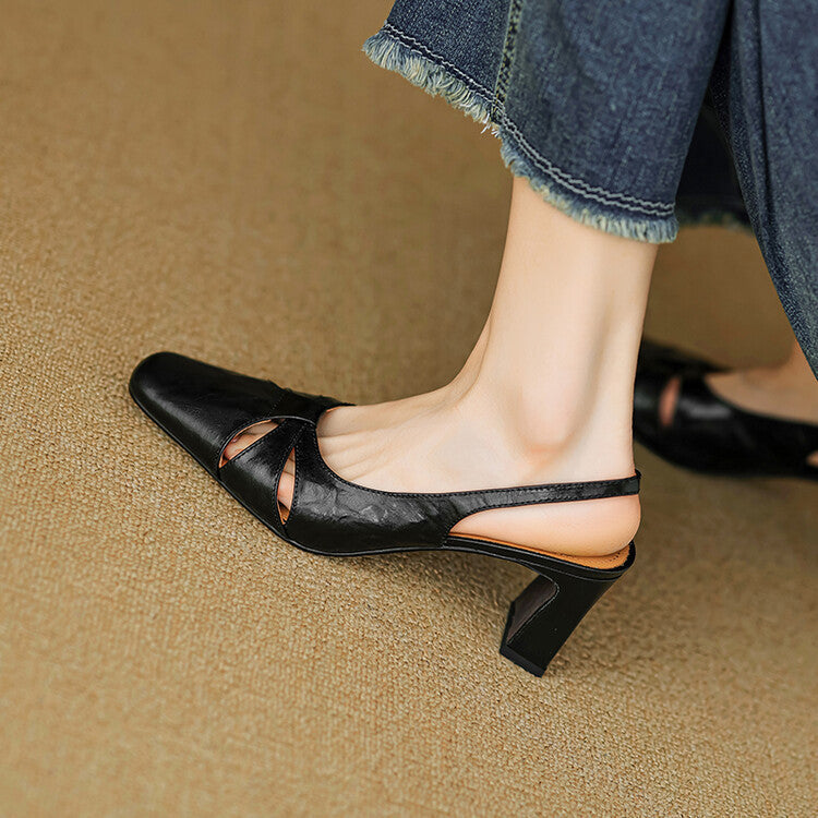 Anna-Berg | Genuine Leather Slingback Heels