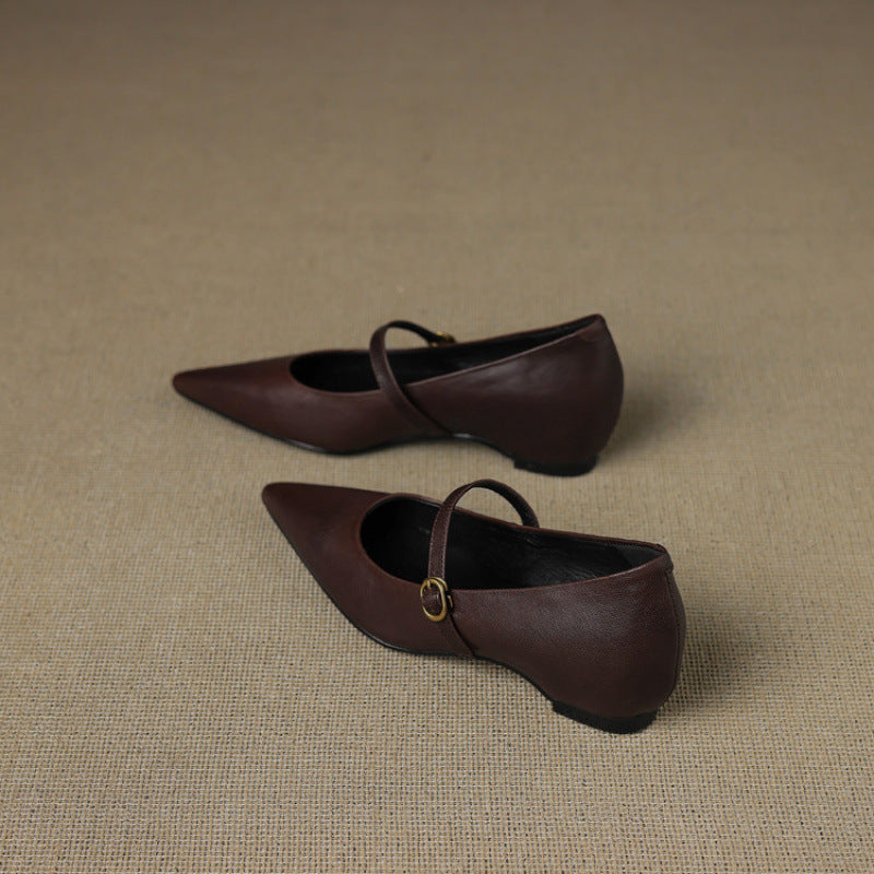 Anna-Berg | Black Pointed Toe Leather Heels