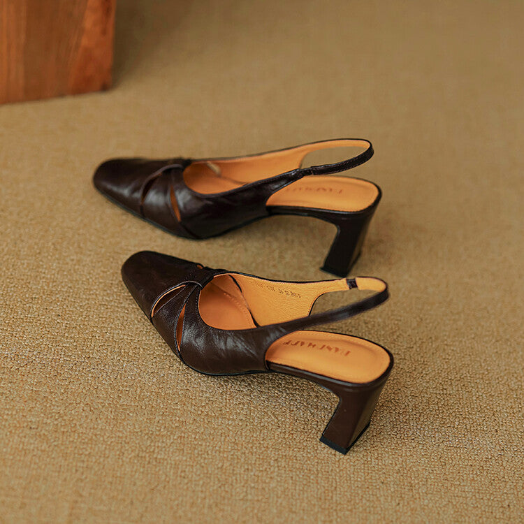 Anna-Berg | Genuine Leather Slingback Heels