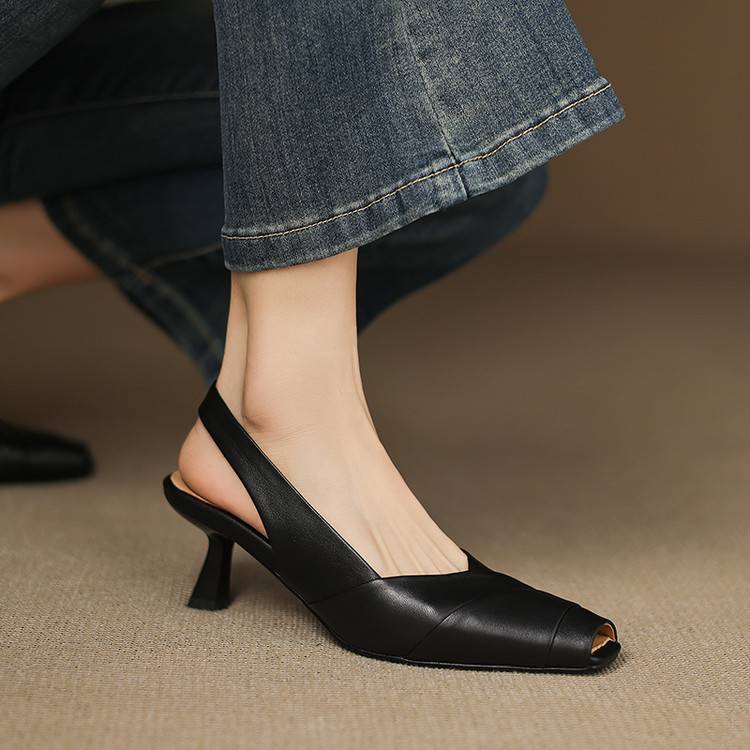 Anna-Berg | Genuine Leather Slingback Heels