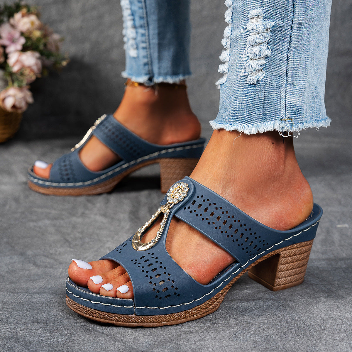 Anna-Berg | Timeless Orthopedic Rhinestone Flat Sandals