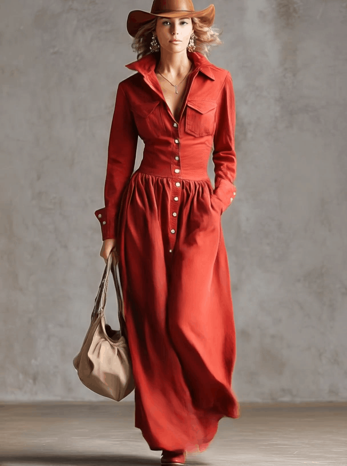 Anna-Berg | Red Linen Casual Dress