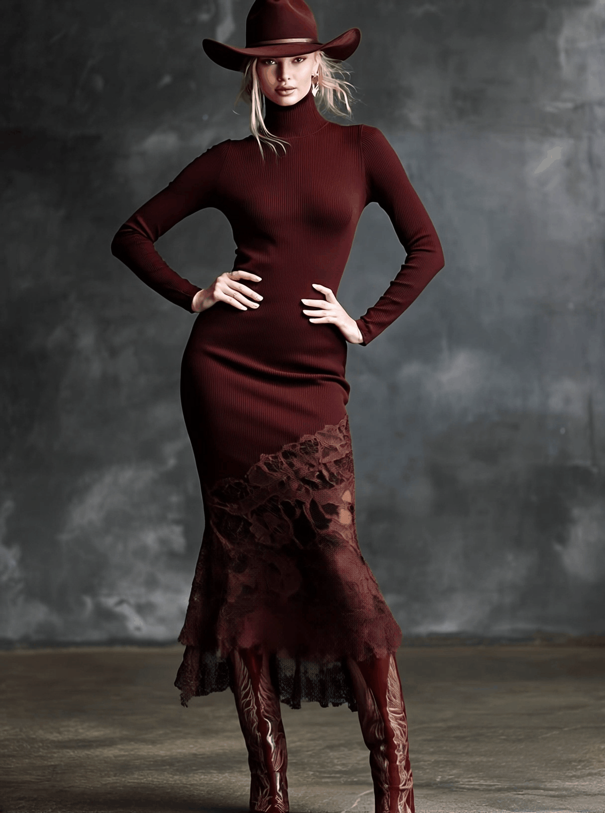 Anna-Berg | Burgundy Lace Evening Dress