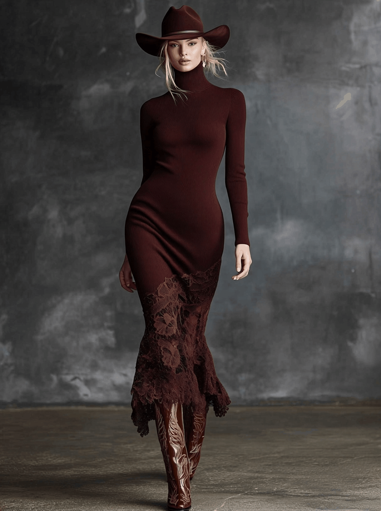 Anna-Berg | Burgundy Lace Evening Dress