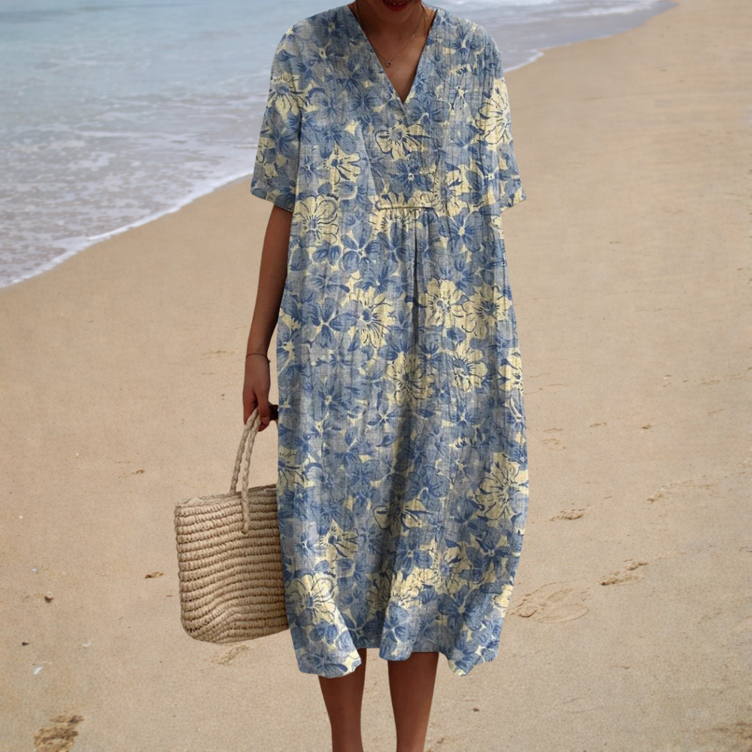 Anna-Berg | Sophisticated Long Floral Dress with a Flattering Silhouette