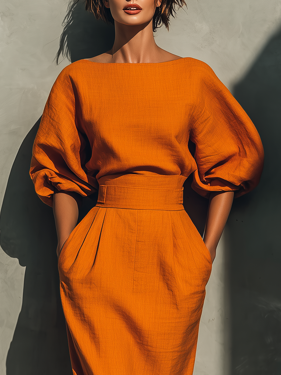 Anna-Berg | Orange Linen Dress