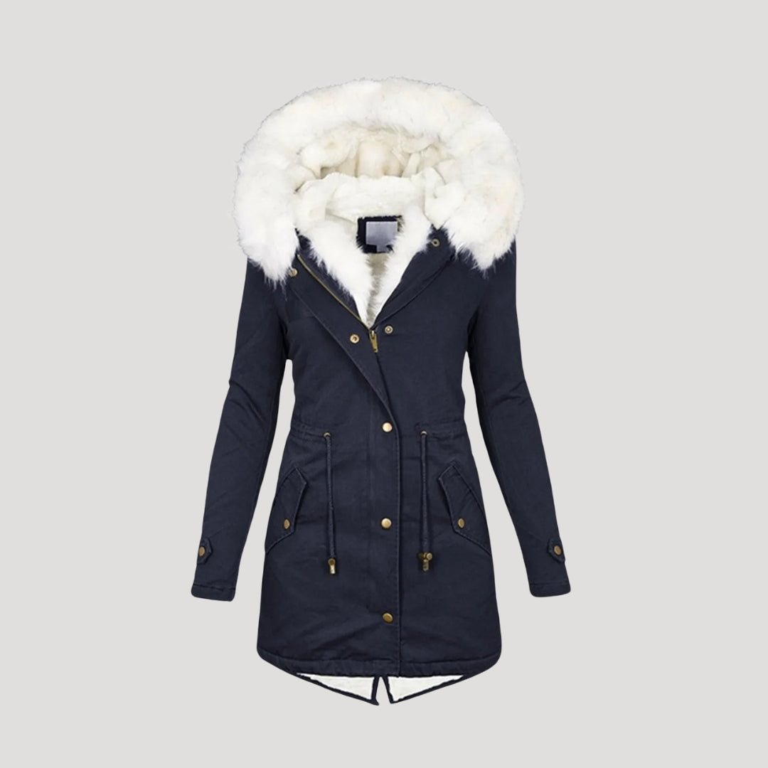 Anna-Berg | Winter Parka - Faux Fur Hood, Belted Design