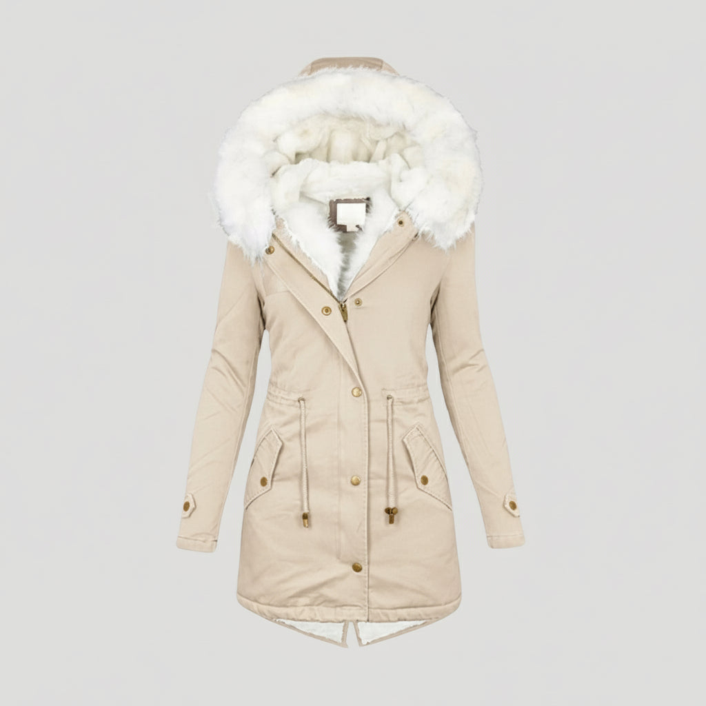 Anna-Berg | Winter Parka - Faux Fur Hood, Belted Design