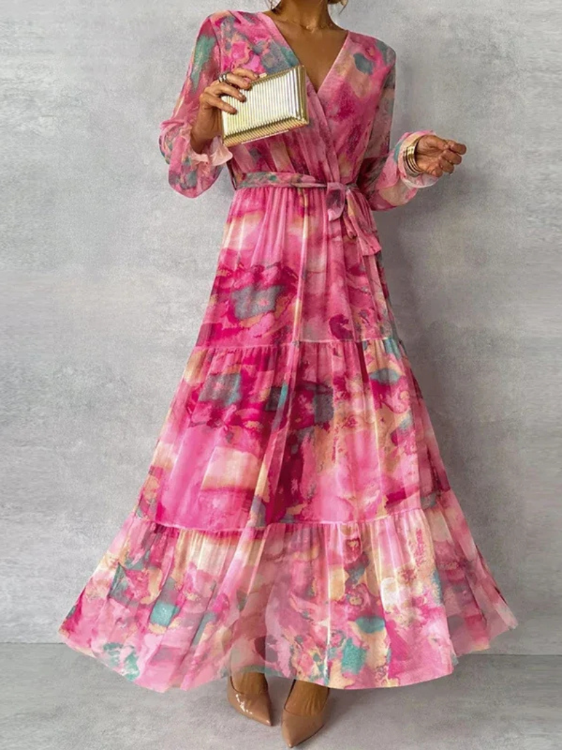 Anna-Berg | Elegant Floral Dress with Graceful Drape