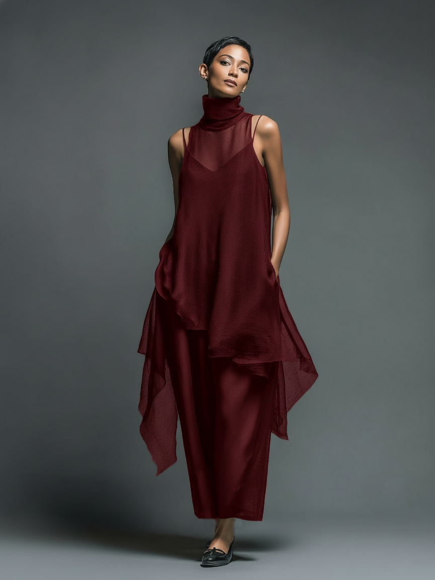 Anna-Berg | Red Chiffon Dress